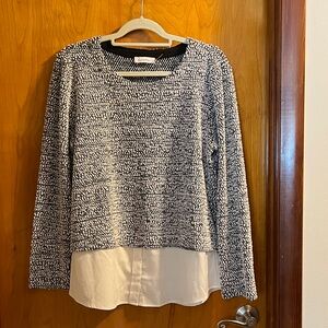 Calvin Klein Black and White Textured Blouse